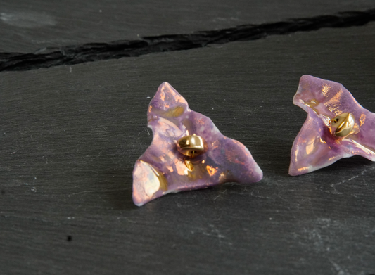 Sculptural Ceramic Stud Earrings with Gold Wash