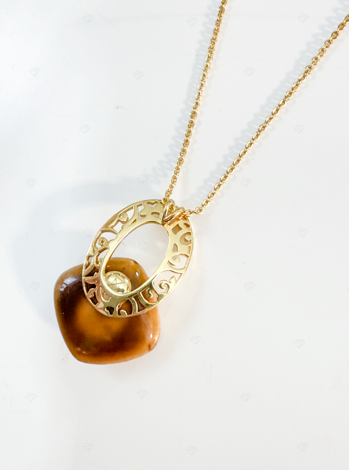 Dunhuang Rhombus Necklace Pendant with Dunhuang Volute and 3D Rhombus Ceramic