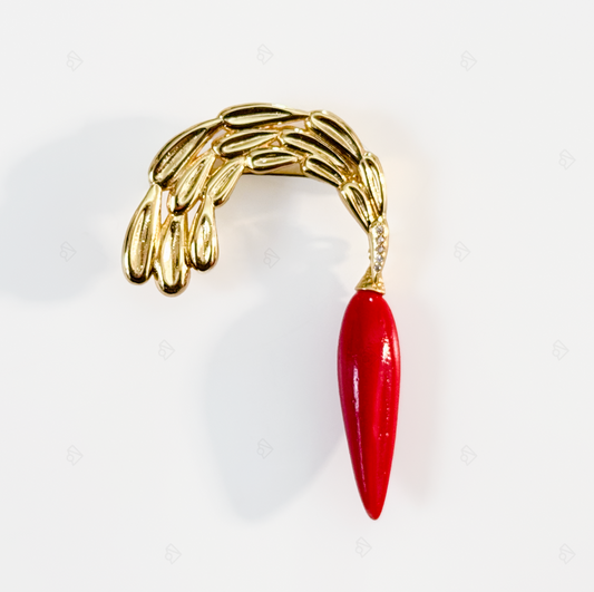BLOOMARC Artistic Brooch with Ceramic Pendant Inspired by Sculptor's Work
