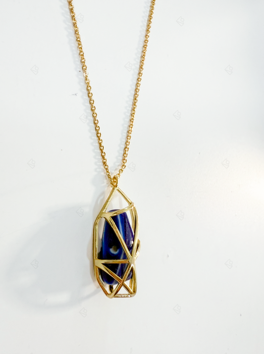 POLY GEM Geometric Polyhedron - framed Necklace with Openable Ceramic Insert