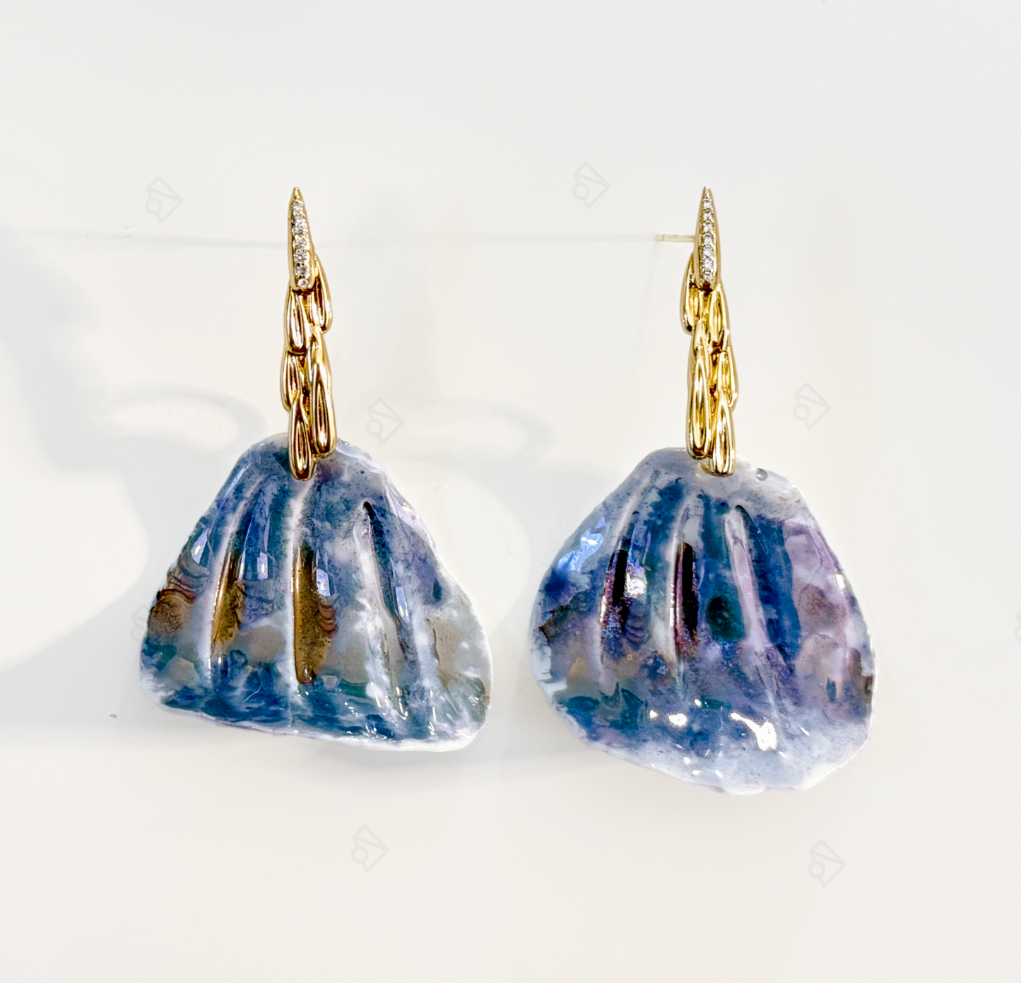 Luminary Handmade Petal Shaped Ceramic Jewelry with Metallic Rod Texture