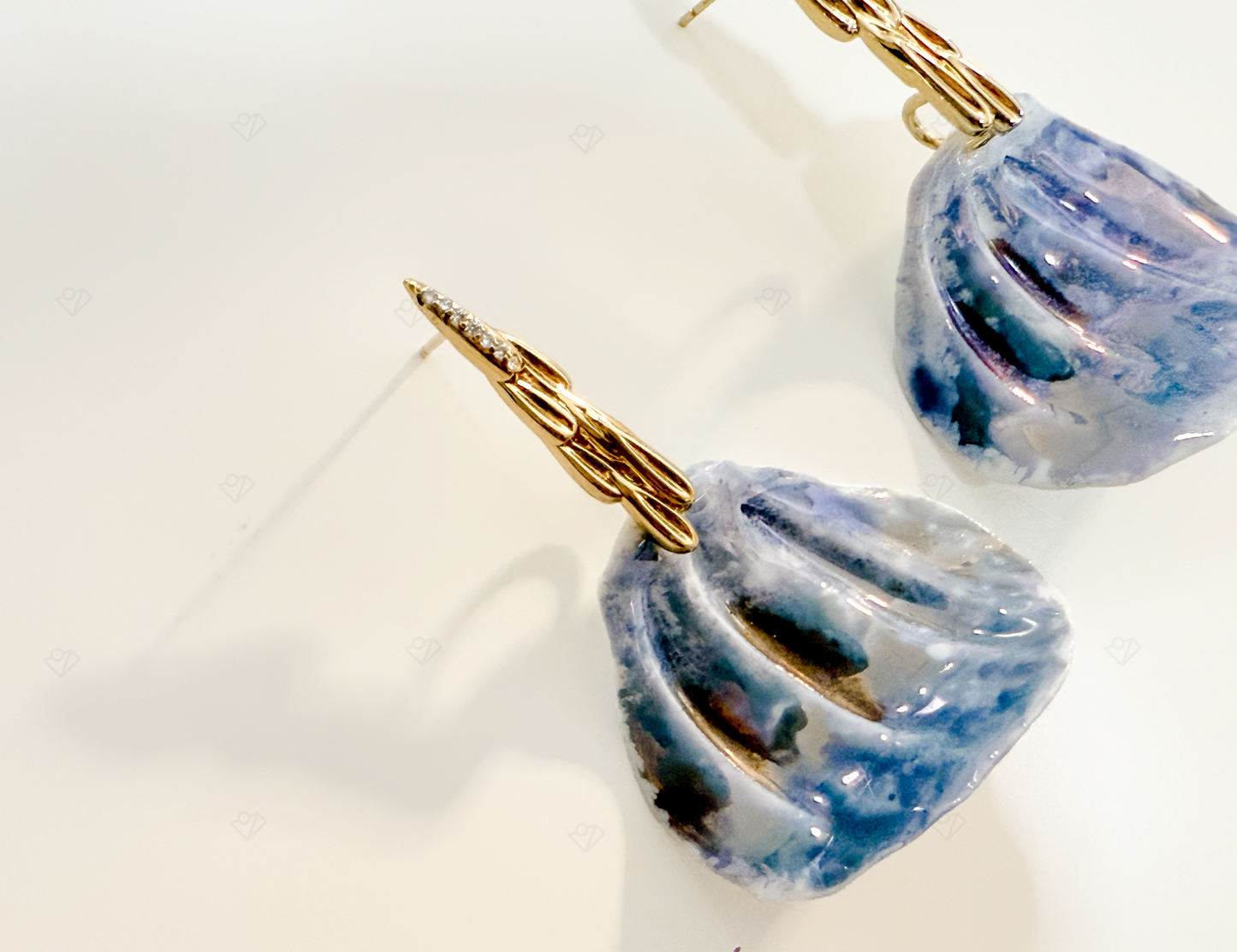 Luminary Handmade Petal Shaped Ceramic Jewelry with Metallic Rod Texture