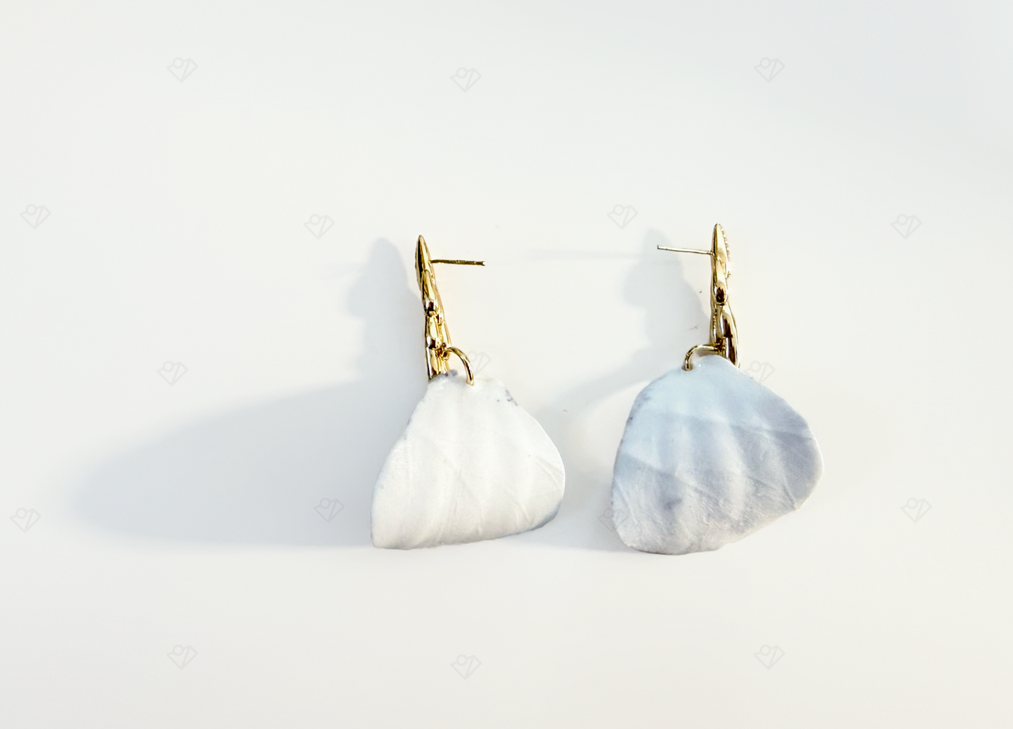 Luminary Handmade Petal Shaped Ceramic Jewelry with Metallic Rod Texture